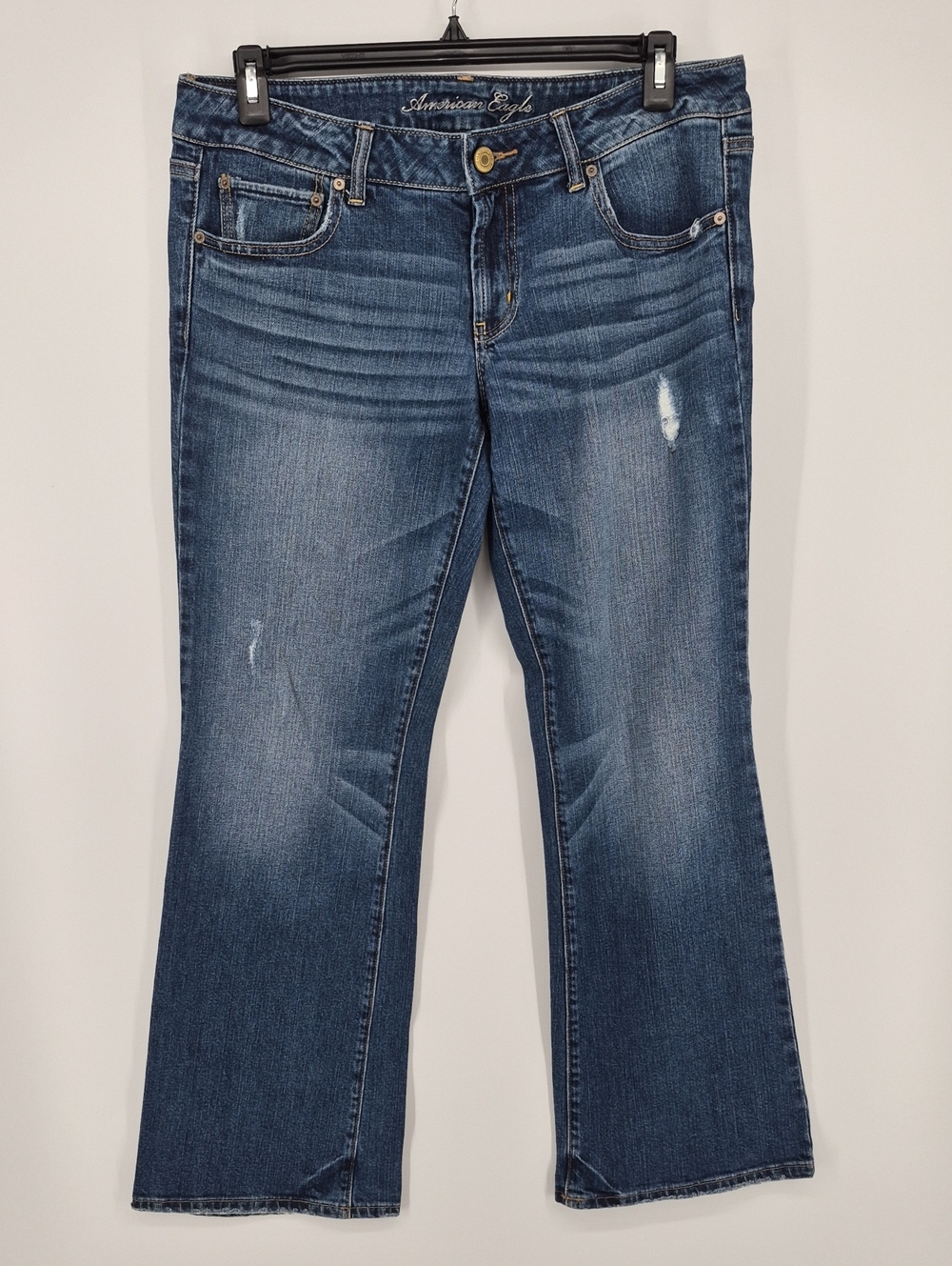 American Eagle Favorite Boyfriend Jeans Womens 12 Regular Stretch Distressed